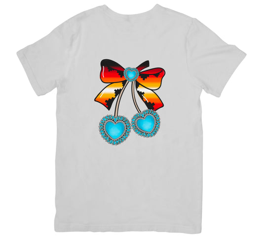 2XL-4XL ADULT T-shirt Turquoise Cherry