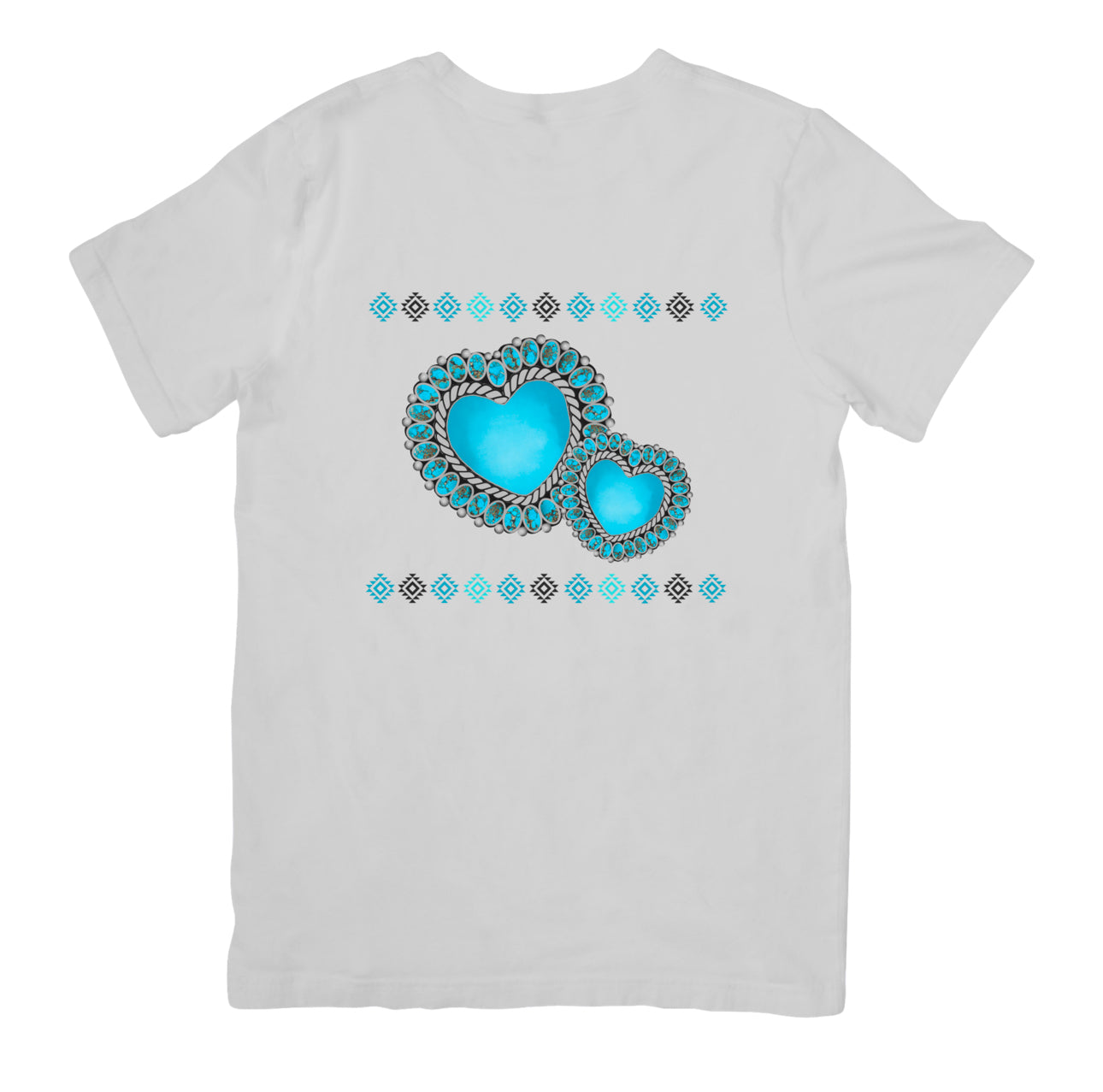 SMALL-XL ADULT Tshirt DOUBLE TURQ HEARTS